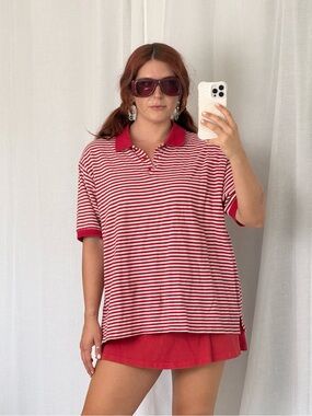 90s sporty striped polo ✧